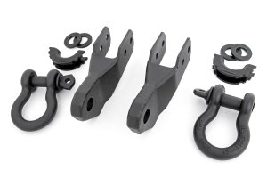 Chevrolet Colorado Tow Hook to Shackle Conversion Kit - Front - Rough Country - D-Ring Combo - Black - '15-'22